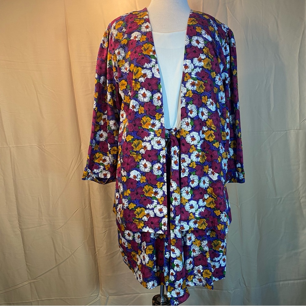 Vintage Erica’s Place Floral Rayon 3 Piece Appearance Dress Size L